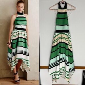Anthropologie Troubadour NWT Candymint green striped halter midi dress size 4
